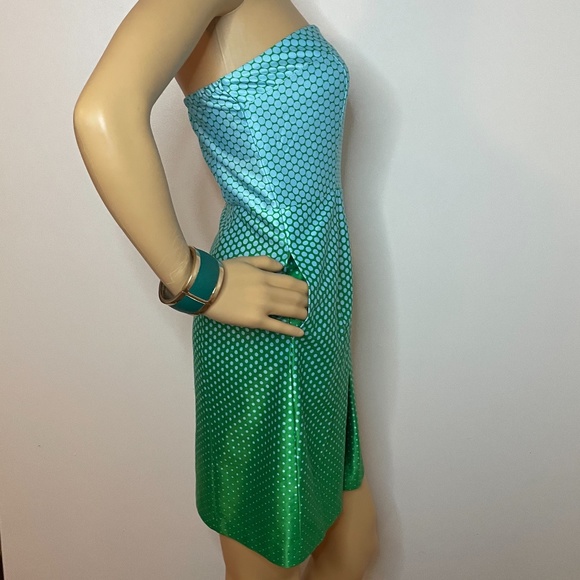 Polka dot turquoise green ombré strapless dress! - Picture 11 of 11